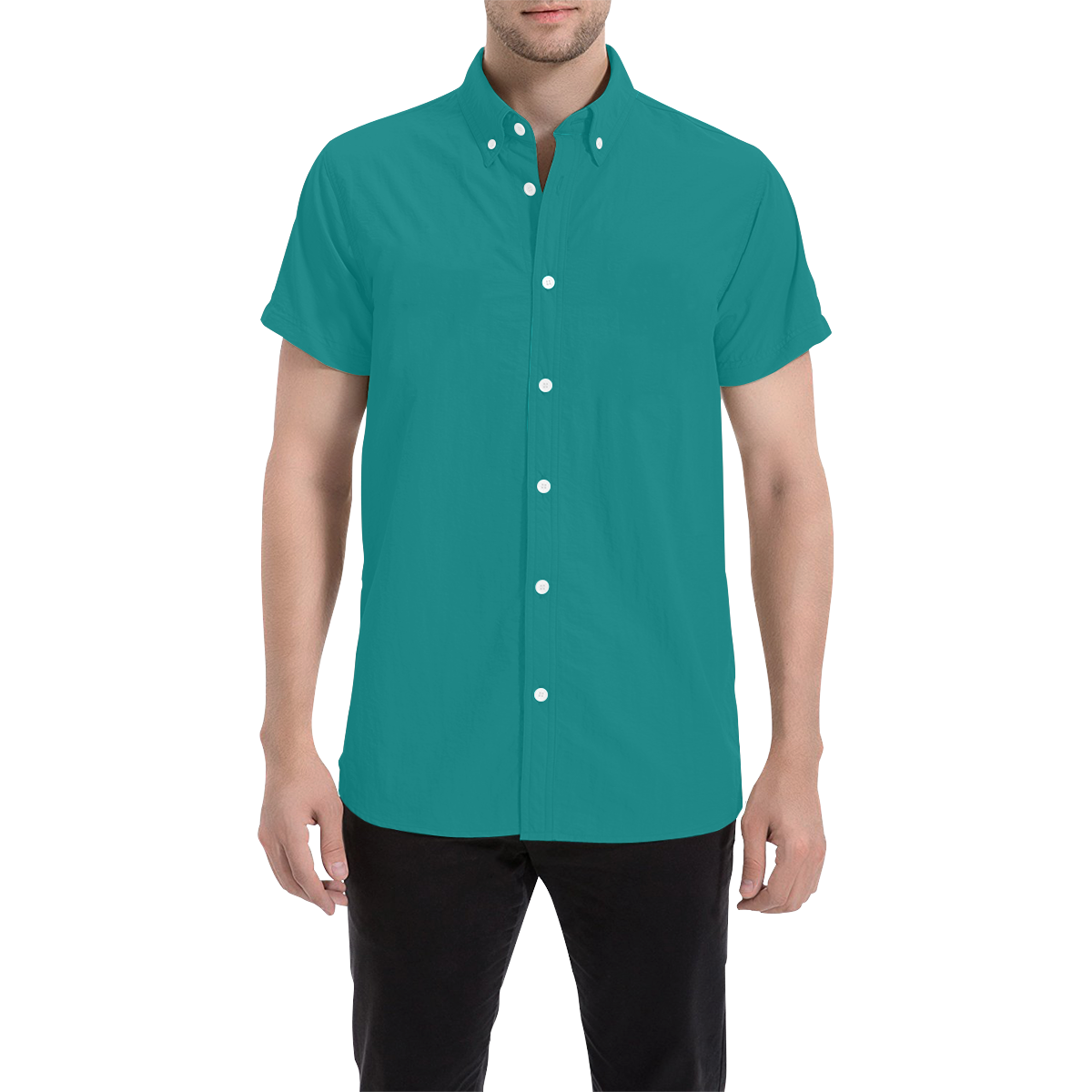 color teal Men's All Over Print Short Sleeve Shirt (Model T53)