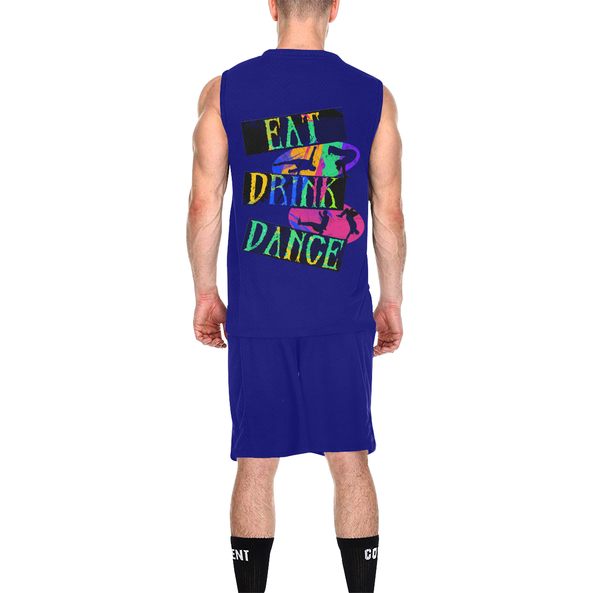 Break Dancing Colorful / Dark Blue All Over Print Basketball Uniform