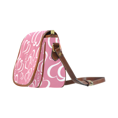 White and Rose Pink Hearts Pattern Saddle Bag/Small (Model 1649) Full Customization