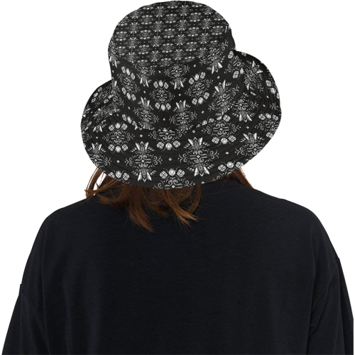 Wall Flower Black and White Drama by Aleta All Over Print Bucket Hat