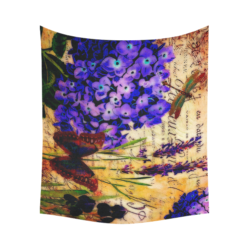 Bright botanical Cotton Linen Wall Tapestry 60"x 51"