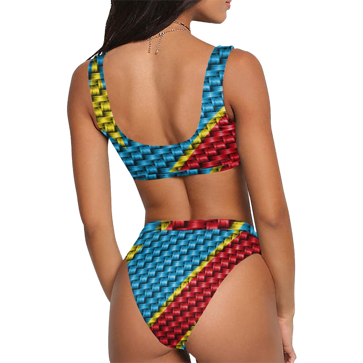 REP. DU CONGO FLAG Sport Top & High-Waisted Bikini Swimsuit (Model S07)