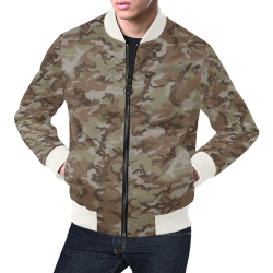 Woodland Desert Brown Camouflage All Over Print Bomber Jacket for Men (Model H19)