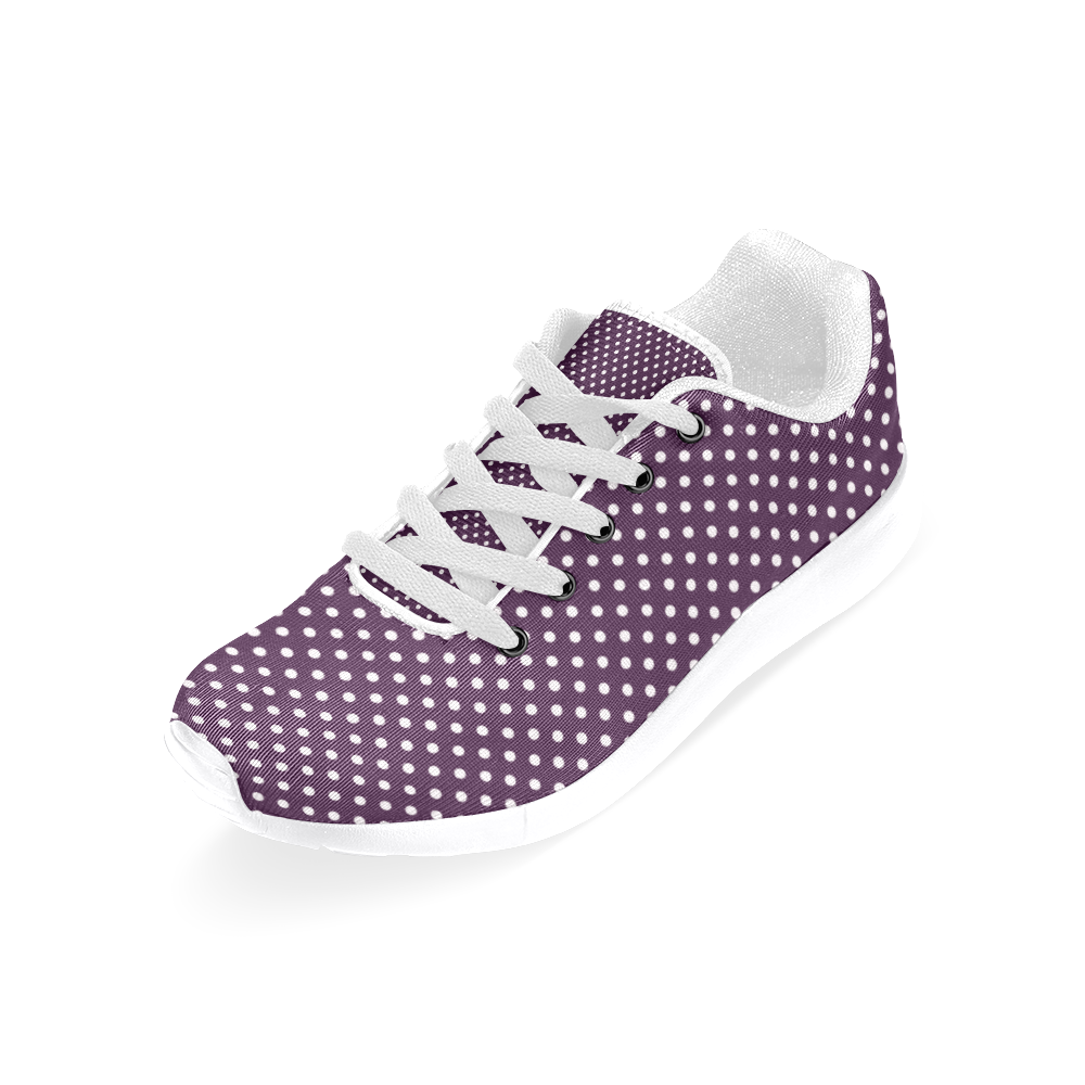 Burgundy polka dots Women's Running Shoes/Large Size (Model 020)