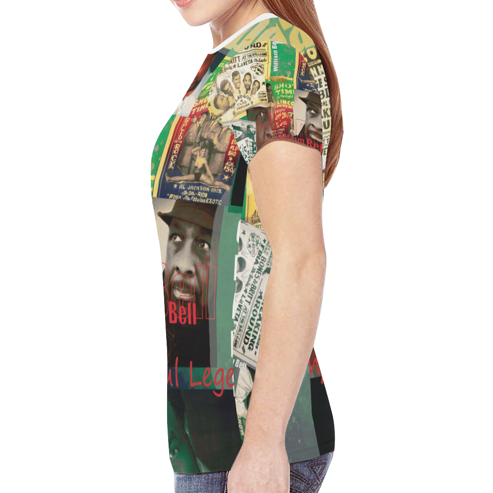 William Bell Collage 1 New All Over Print T-shirt for Women (Model T45)