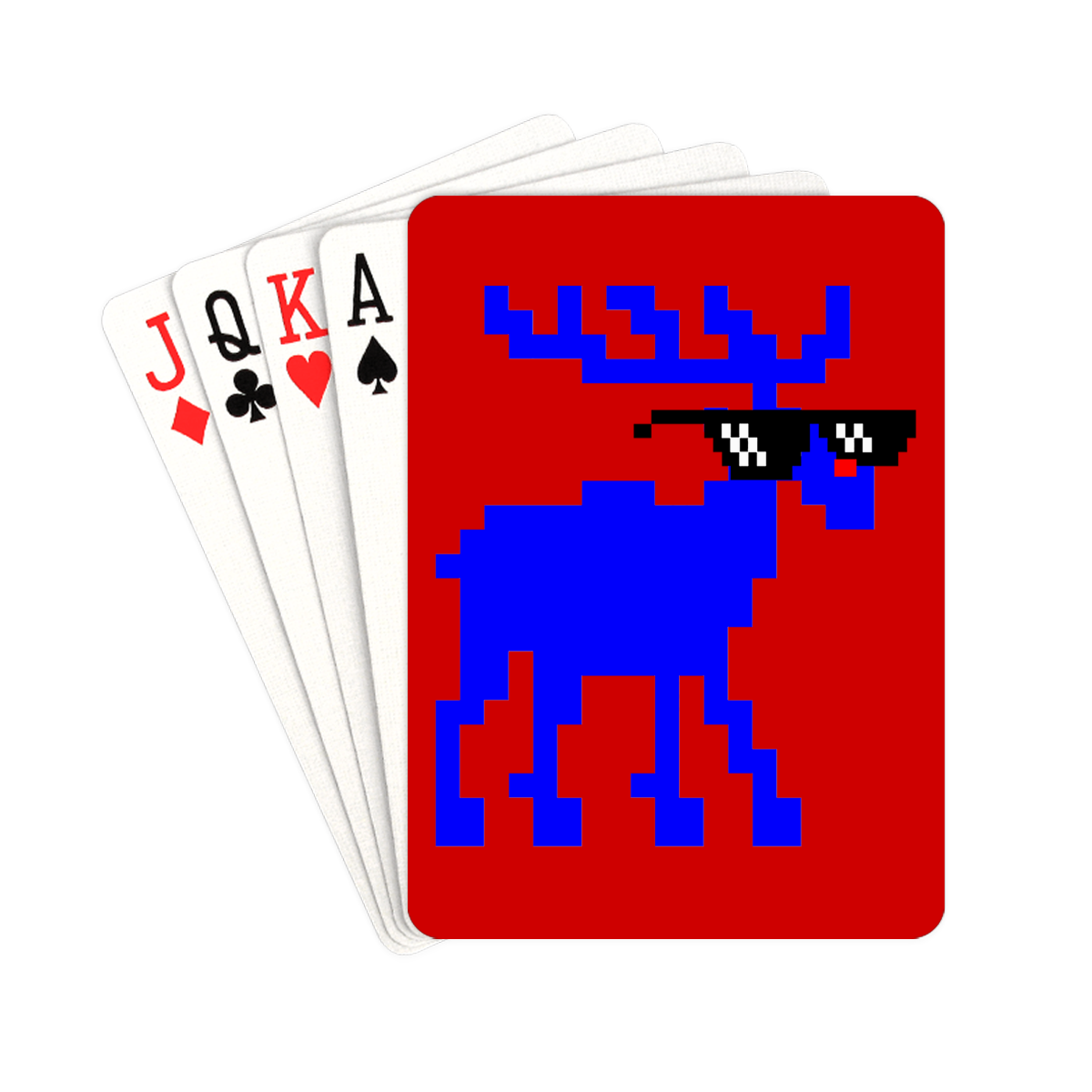 Christmas Ugly Sweater Reindeer (Deal With It) on Red Playing Cards 2.5"x3.5"