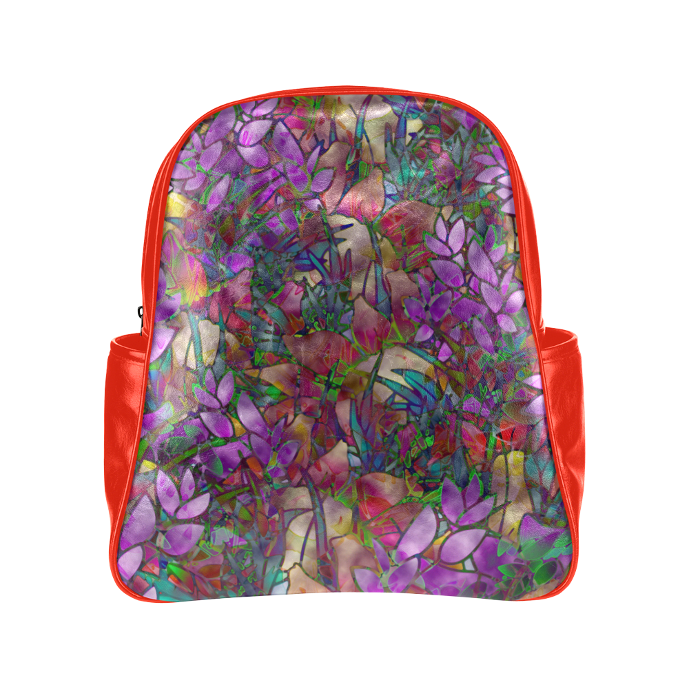 Floral Abstract Stained Glass G175 Multi-Pockets Backpack (Model 1636)