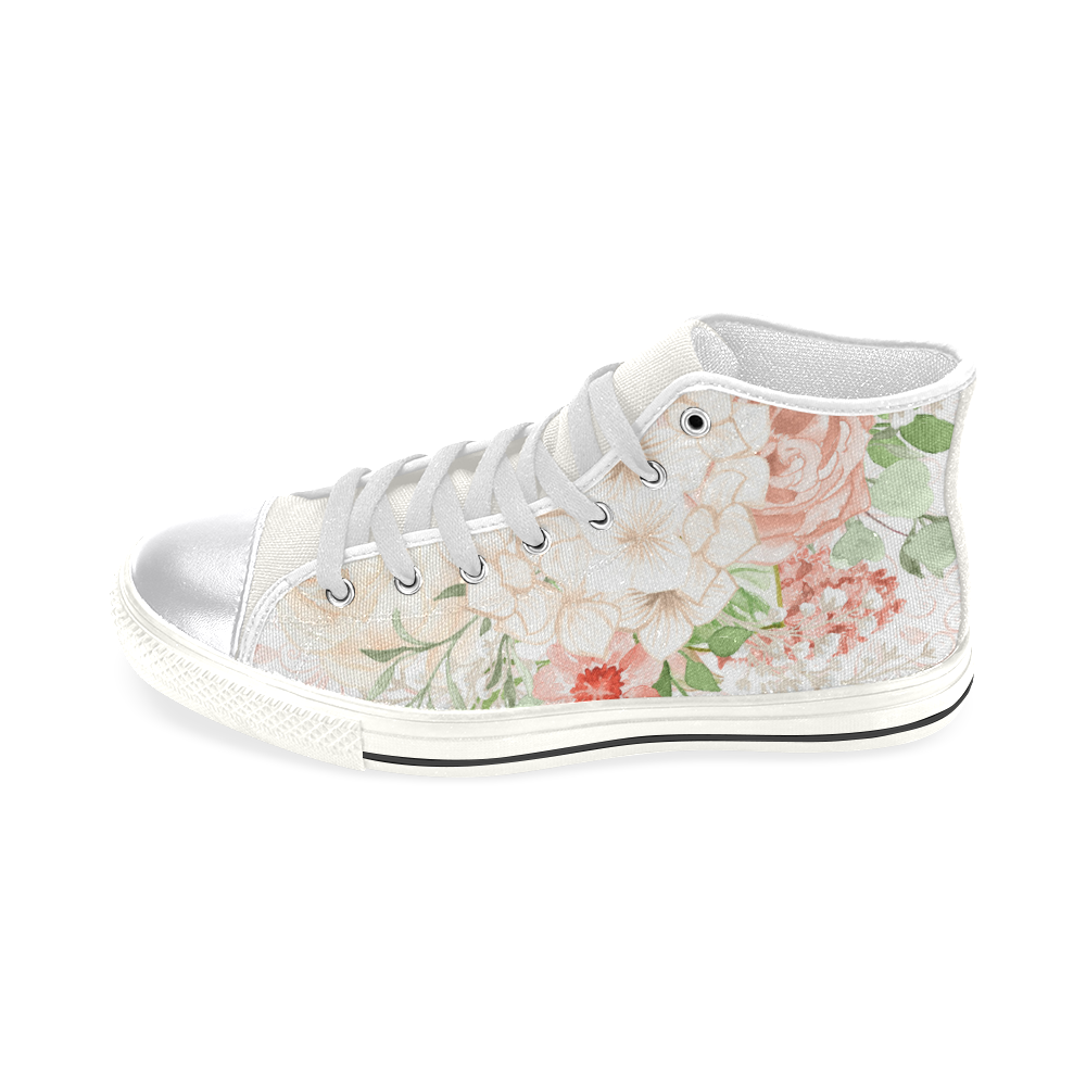 Watercolor Art Shoes, Flower Lover Women's Classic High Top Canvas Shoes (Model 017)
