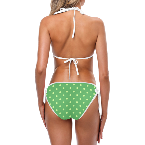 Green Polka Dots Custom Bikini Swimsuit (Model S01)
