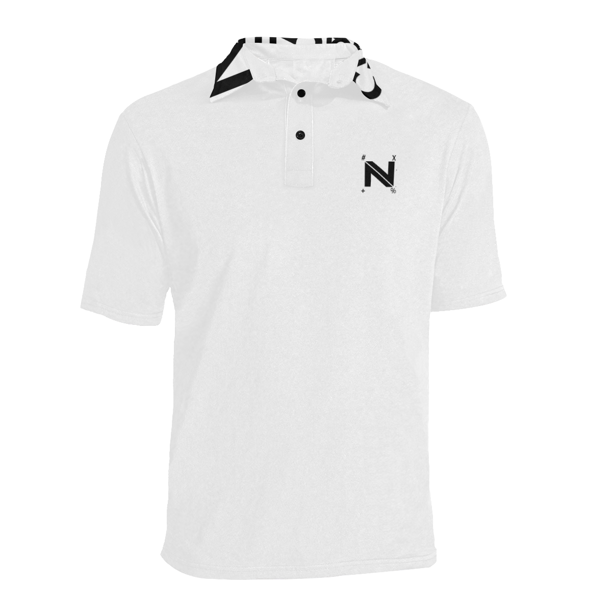 NUMBERS Collection N LOGO/Collar White/Black Men's All Over Print Polo Shirt (Model T55)