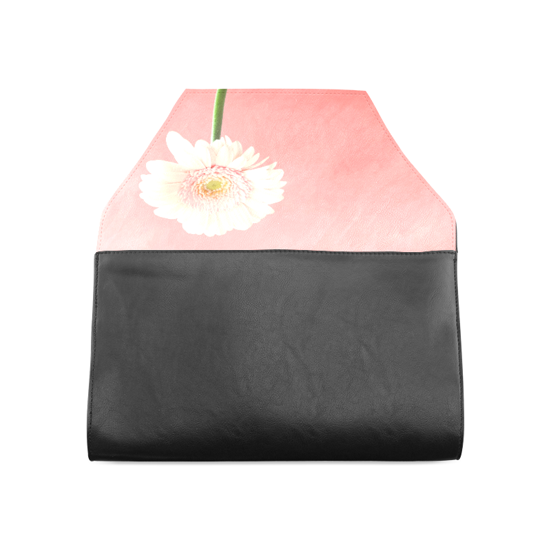 Gerbera Daisy - White Flower on Coral Pink Clutch Bag (Model 1630)