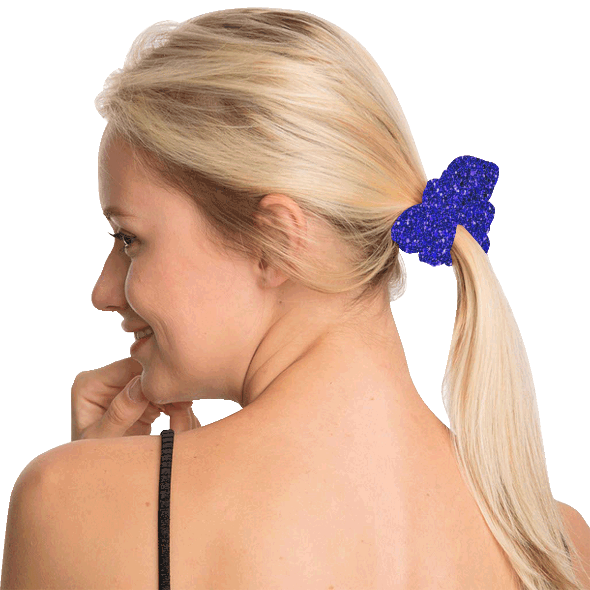 Blue Glitter All Over Print Hair Scrunchie