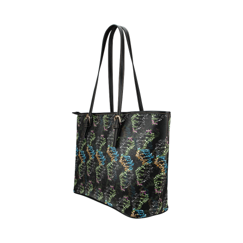 DNA pattern - Biology - Scientist Leather Tote Bag/Small (Model 1651)