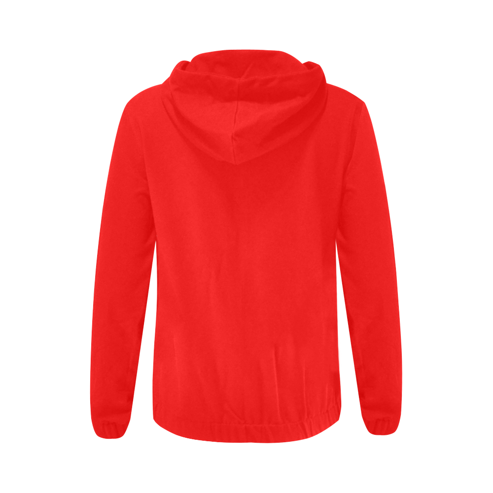 color red All Over Print Full Zip Hoodie for Women (Model H14)