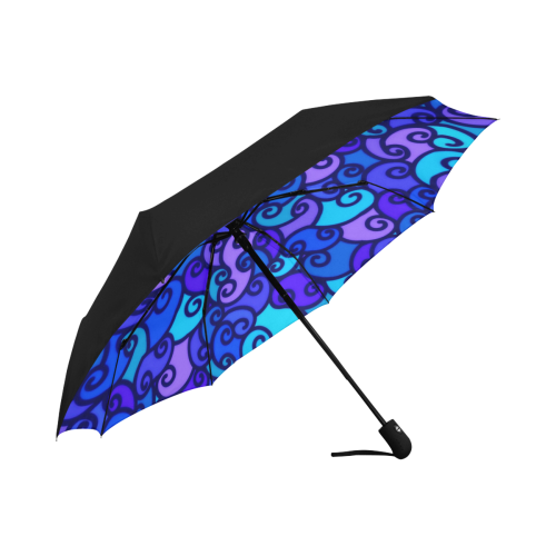 Purple Swirls Anti-UV Auto-Foldable Umbrella (Underside Printing) (U06)