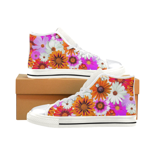 Spring Time Flowers 2 High Top Canvas Women's Shoes/Large Size (Model 017)