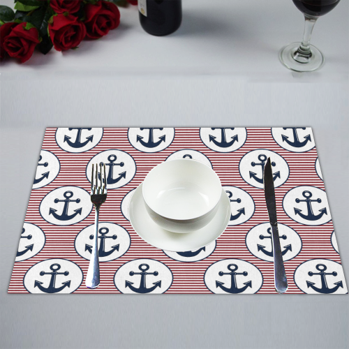 navy and red anchor nautical design Placemat 14’’ x 19’’