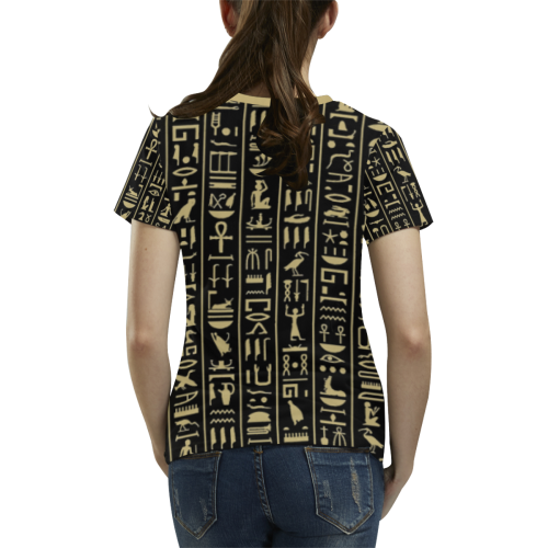 hieroglyphs alphabet All Over Print T-shirt for Women/Large Size (USA Size) (Model T40)