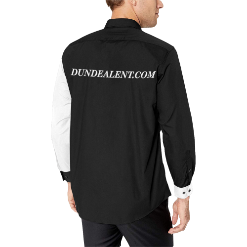 Dundealent 2 tone White/Black Men's All Over Print Casual Dress Shirt (Model T61)