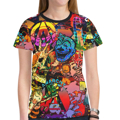 Womens Punk Rock Shirt New All Over Print T-shirt for Women (Model T45)