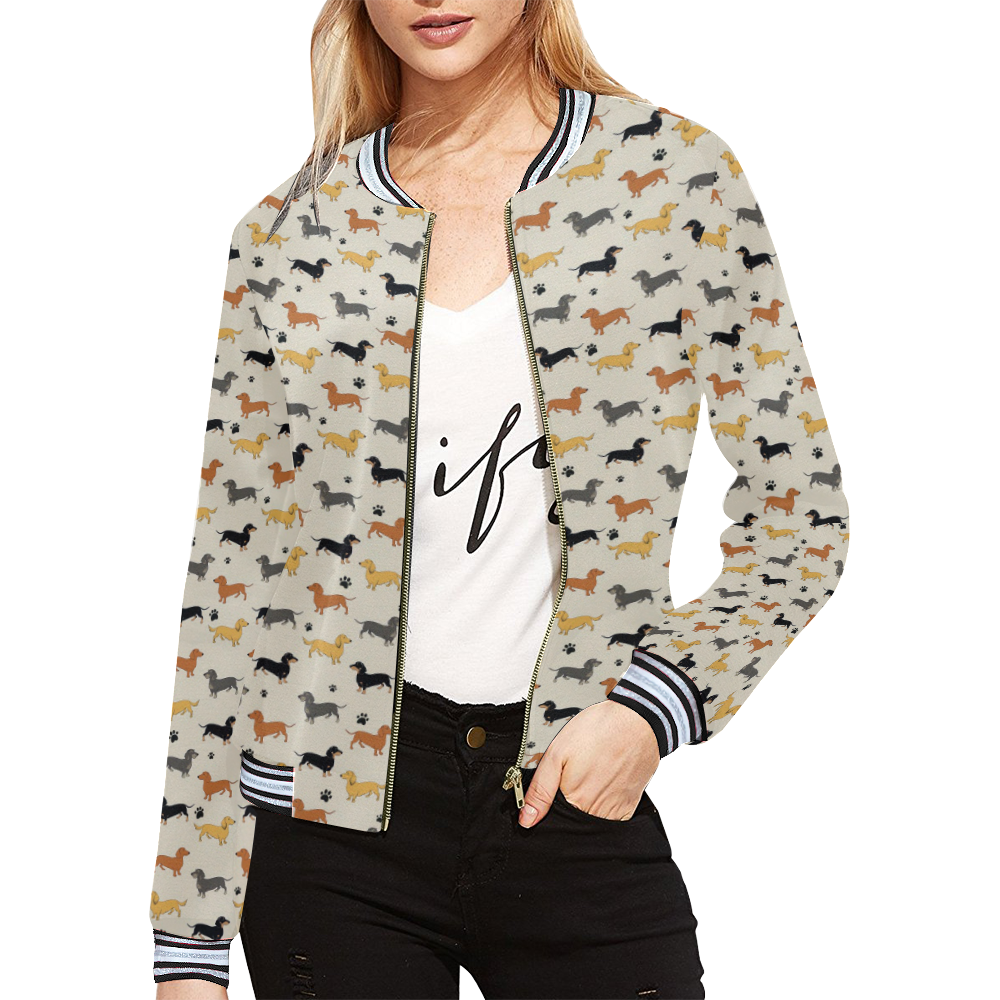 Mixed Weenies All Over Print Bomber Jacket for Women (Model H21)