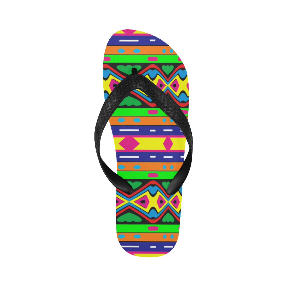 Distorted colorful shapes and stripes Flip Flops for Men/Women (Model 040)