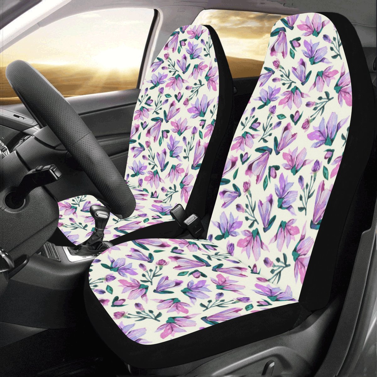 Lovely Watercolored Springflowers Car Seat Covers (Set of 2)
