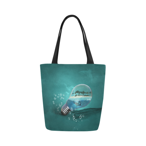 Awesome light bulb with island Canvas Tote Bag (Model 1657)
