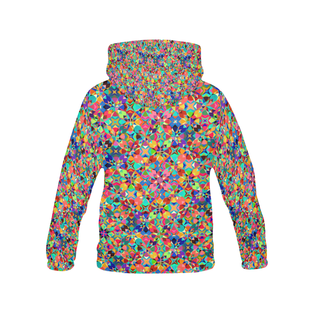 Multicolored Geometric Pattern All Over Print Hoodie for Women (USA Size) (Model H13)