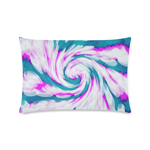 Turquoise Pink Tie Dye Swirl Abstract Custom Zippered Pillow Case 16"x24"(Twin Sides)