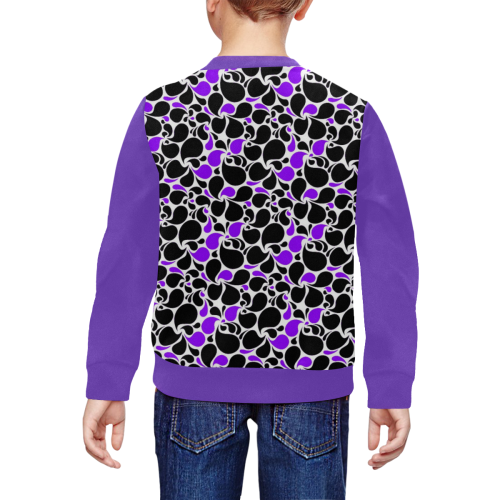 purple black paisley All Over Print Crewneck Sweatshirt for Kids (Model H29)