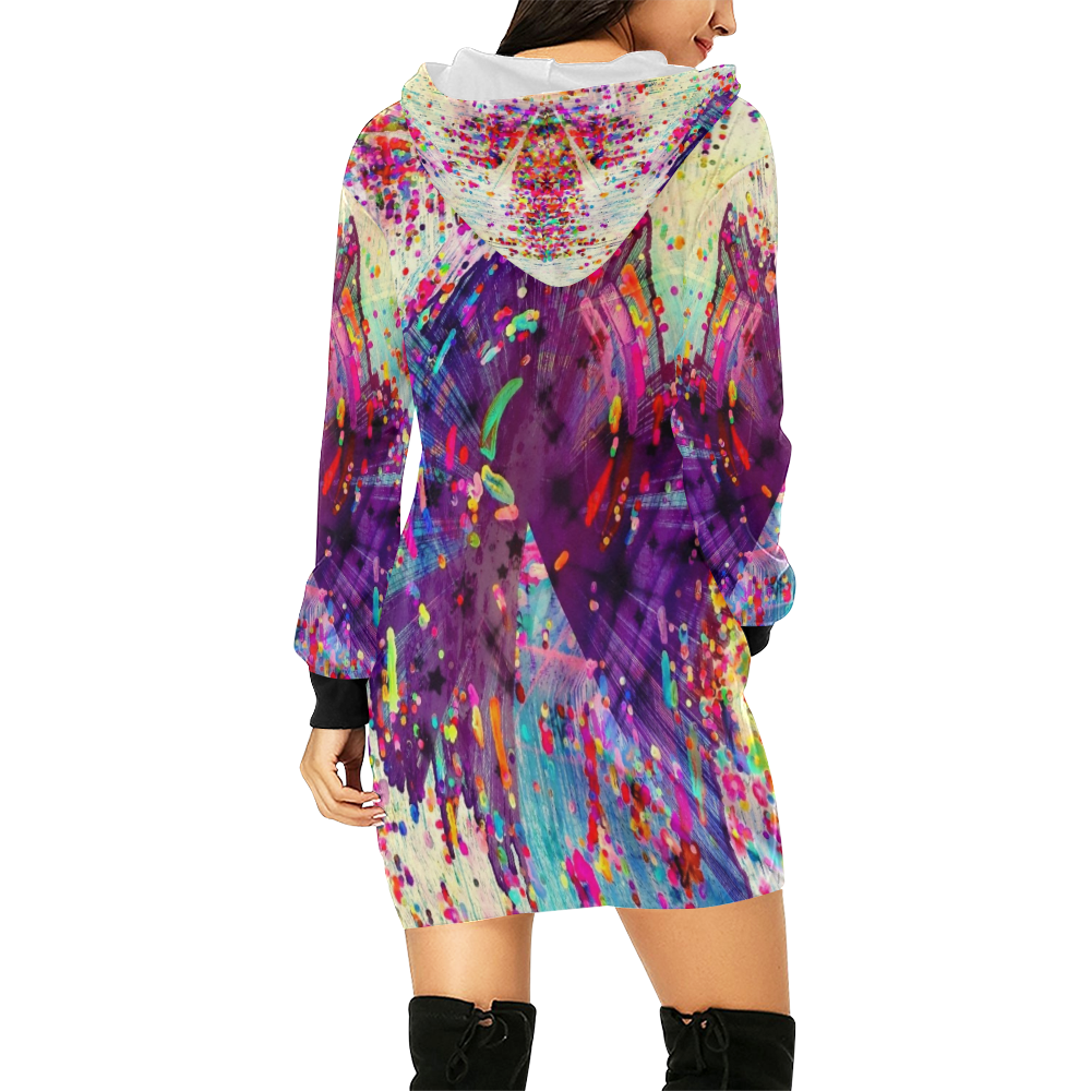 Paint Popart by Nico Bielow All Over Print Hoodie Mini Dress (Model H27)