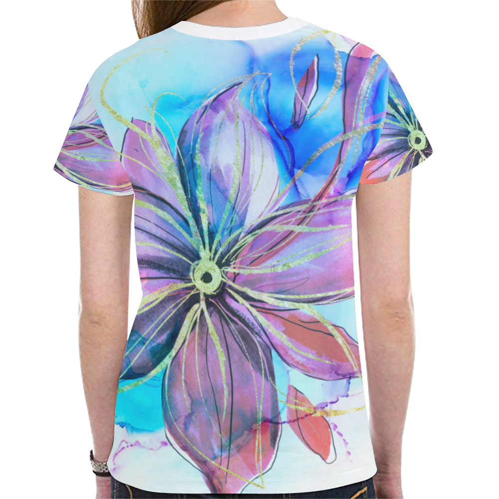 FLOWER B New All Over Print T-shirt for Women (Model T45)