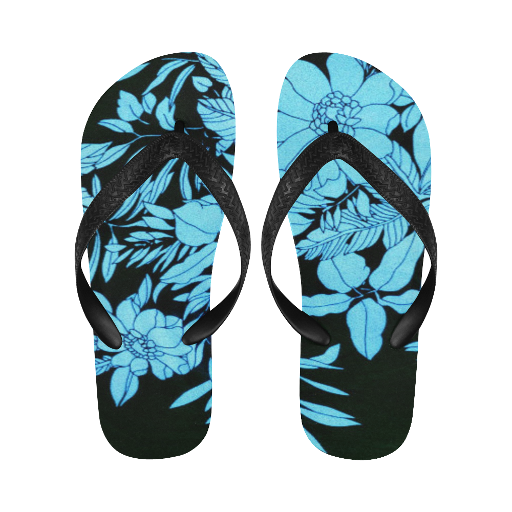 blue floral abstract watercolor Flip Flops for Men/Women (Model 040)