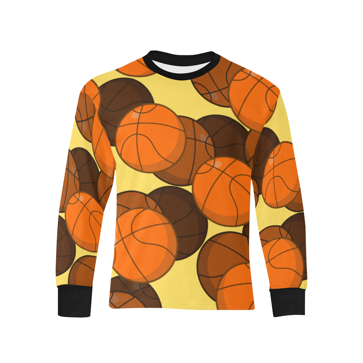 camiseta niño patron pelotas de basket Kids' Rib Cuff Long Sleeve T-shirt (Model T64)