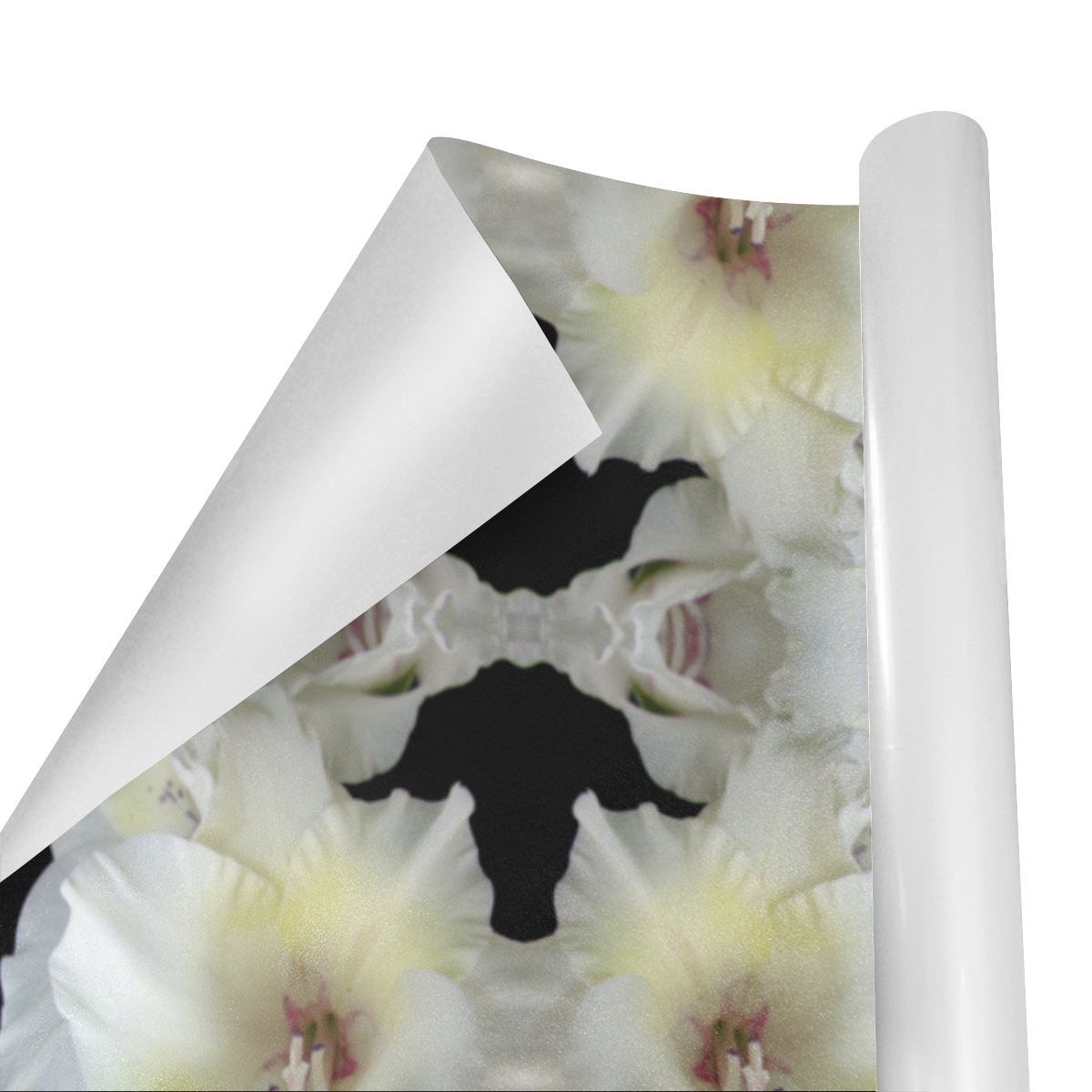 Flowers: White and Yellow Gladiolus Gift Wrapping Paper 58"x 23" (1 Roll)