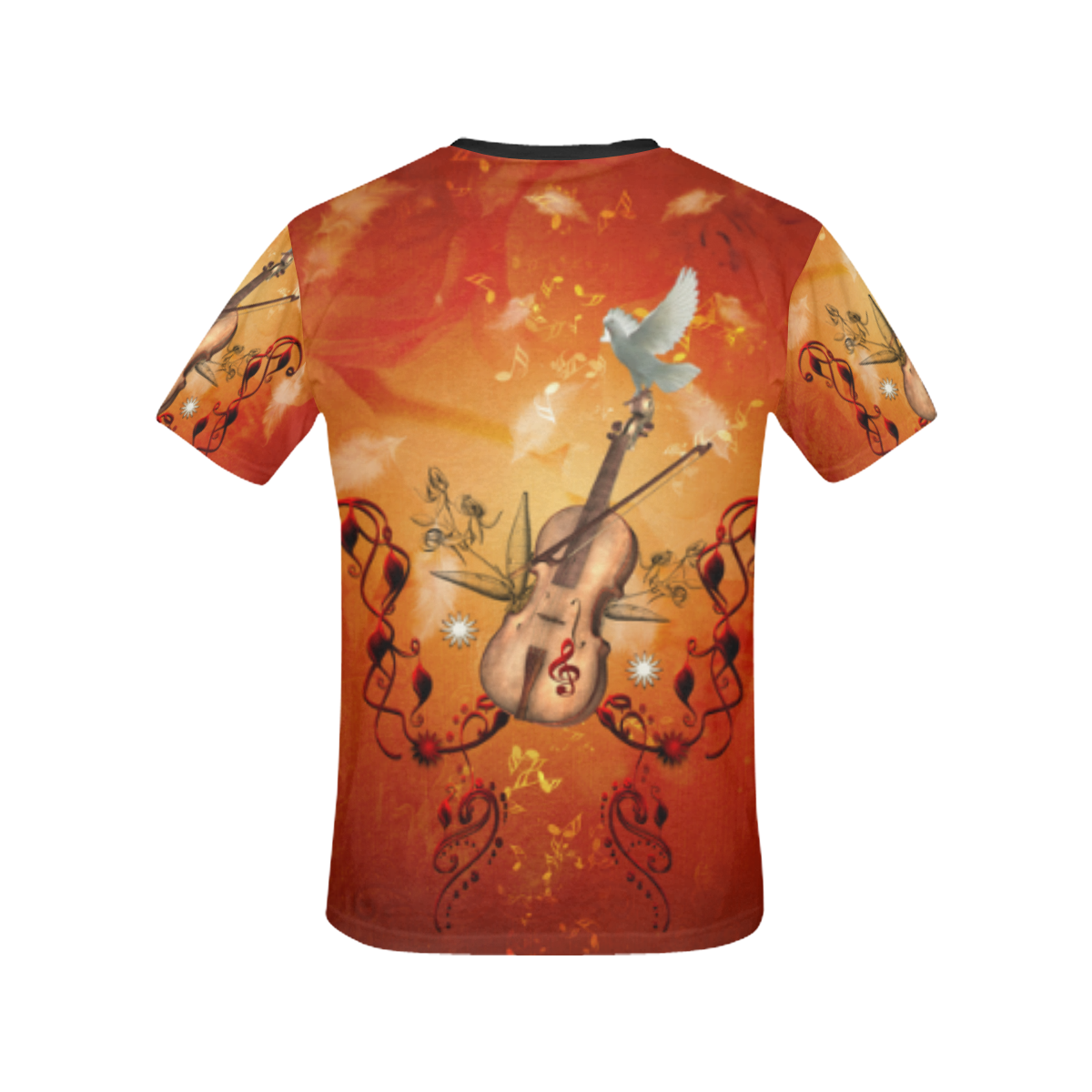 Music, violin with dove All Over Print T-shirt for Women/Large Size (USA Size) (Model T40)