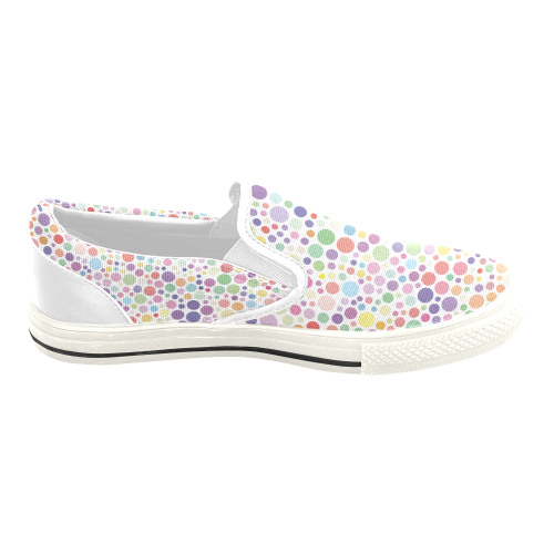 Colorful dot pattern Women's Slip-on Canvas Shoes/Large Size (Model 019)