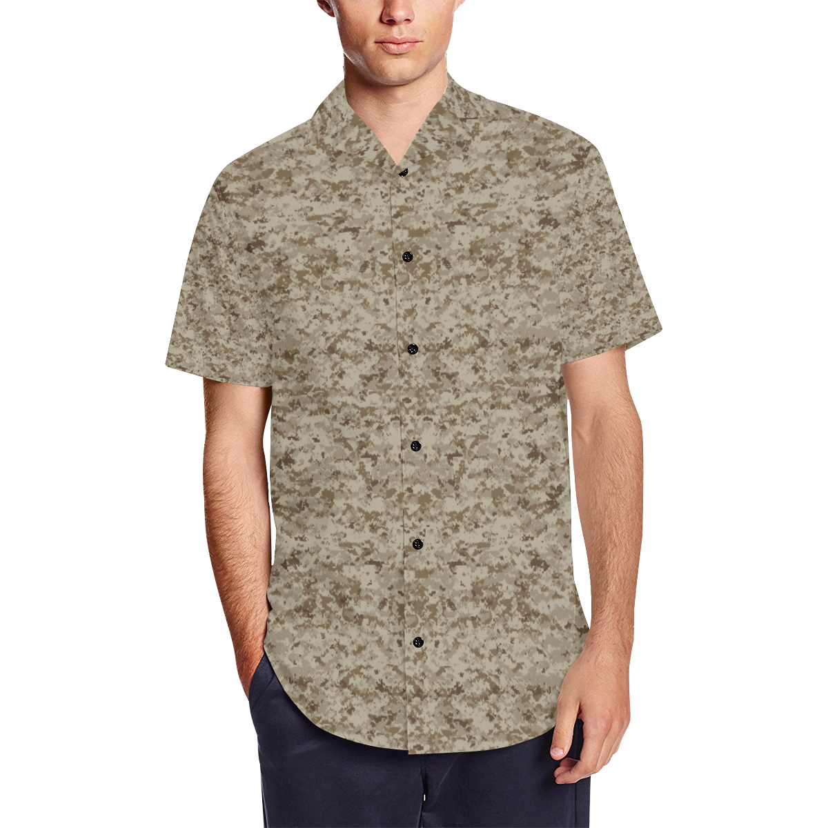 US AOR1 Camouflage Men's Short Sleeve Shirt with Lapel Collar (Model T54)