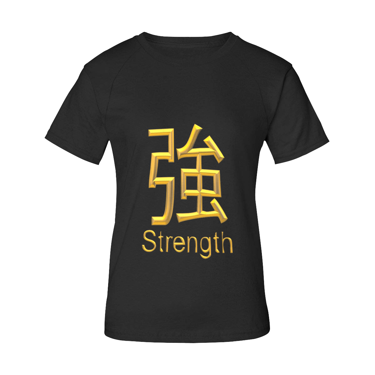 v-Golden Asian Symbol for Strength Women's Raglan T-Shirt/Front Printing (Model T62)