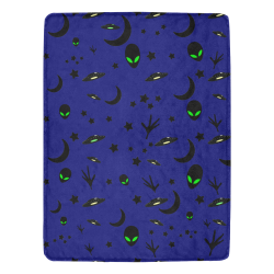 Alien Flying Saucers Stars Pattern Ultra-Soft Micro Fleece Blanket 60"x80"