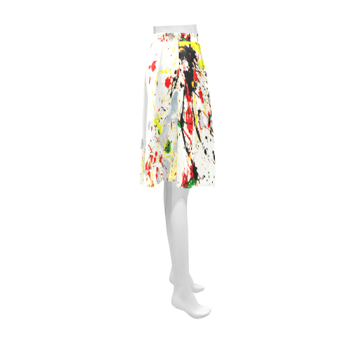 Black, Red, Yellow Paint Splatter Athena Women's Short Skirt (Model D15)