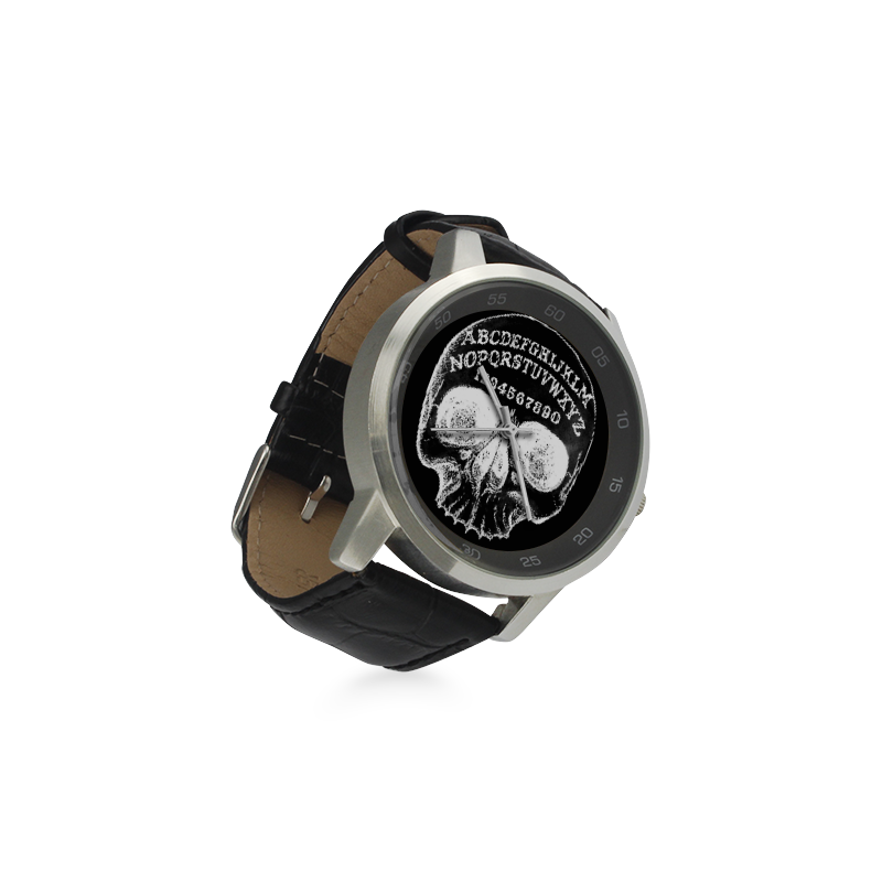 ouijaskullinvert Unisex Stainless Steel Leather Strap Watch(Model 202)