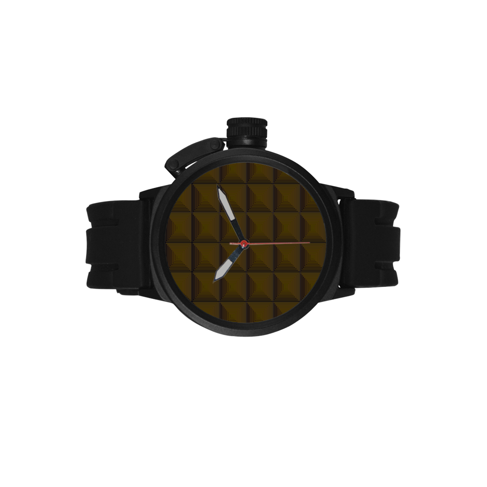 Dark bronze multicolored multiple squares Men's Sports Watch(Model 309)