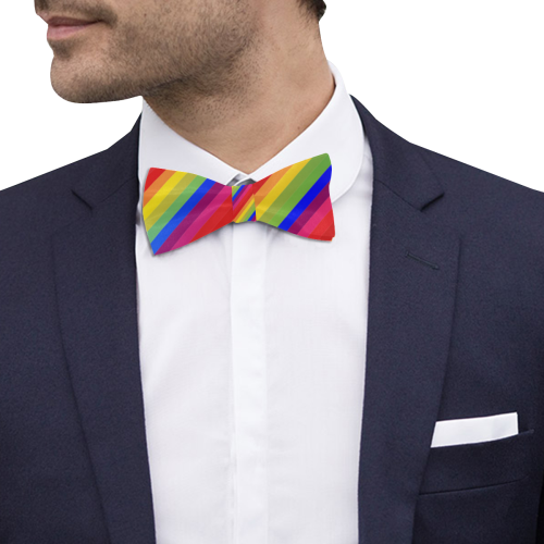Rainbow Diagonal Stripes Custom Bow Tie