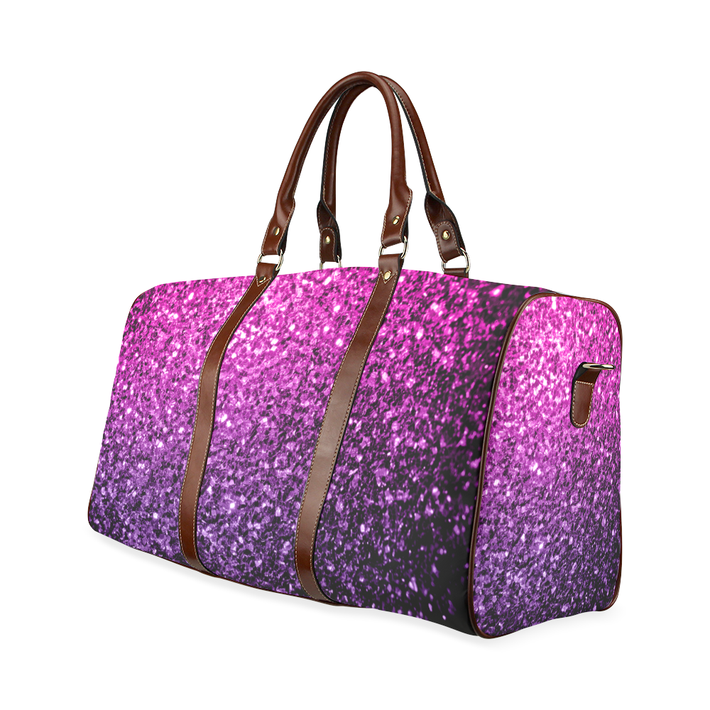 Beautiful Purple Pink Ombre glitter sparkles Waterproof Travel Bag/Large (Model 1639)