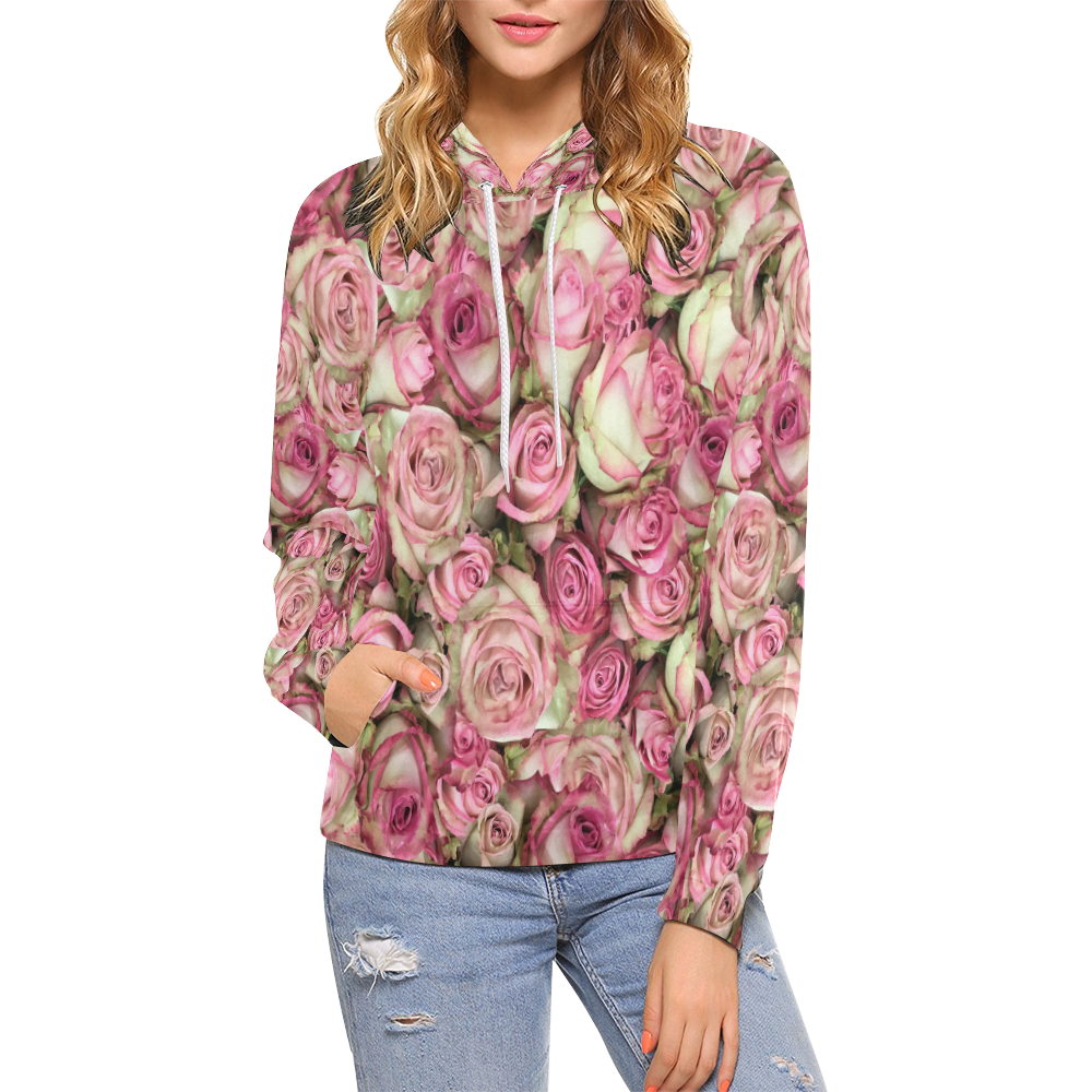 Your Pink Roses All Over Print Hoodie for Women (USA Size) (Model H13)