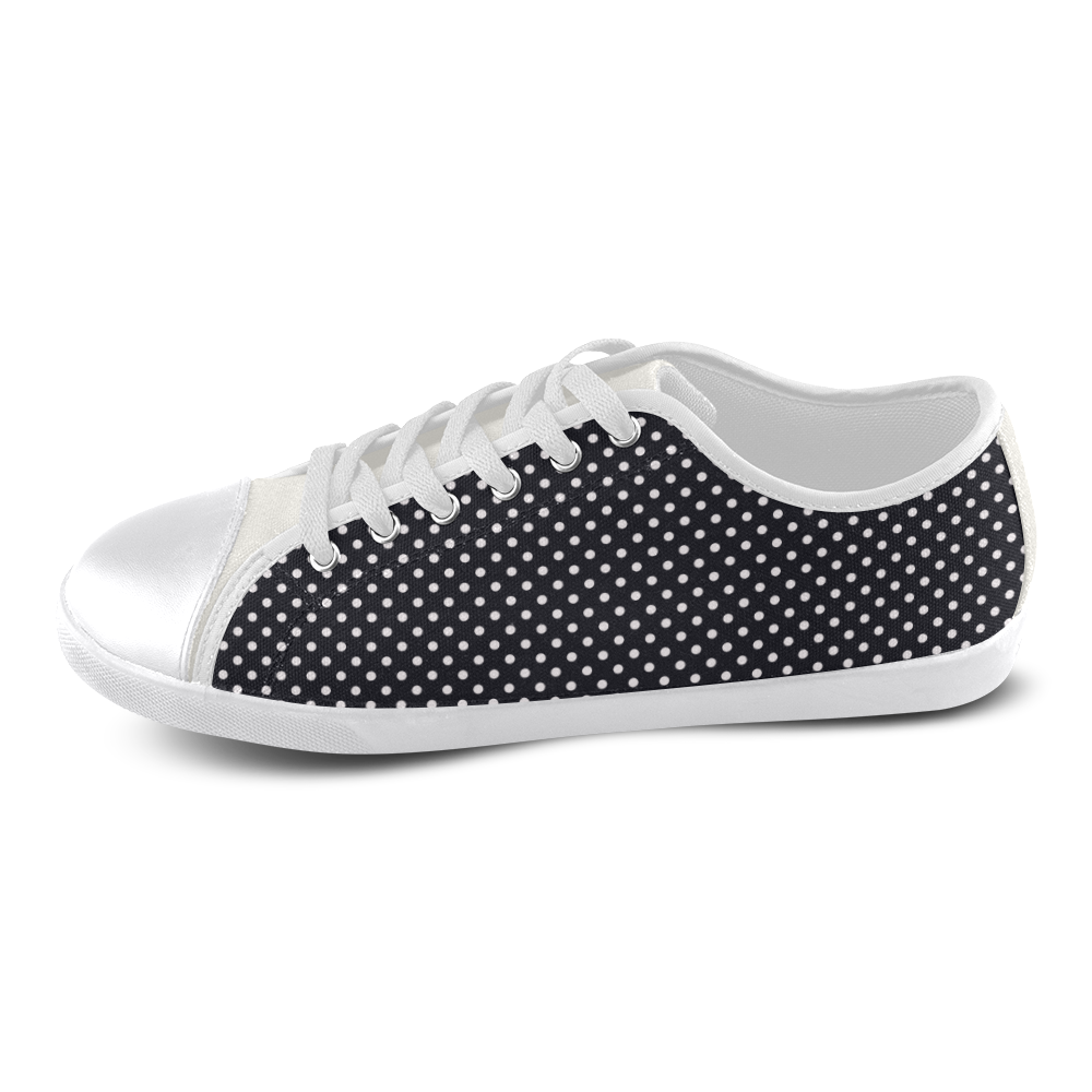 Black polka dots Canvas Shoes for Women/Large Size (Model 016)