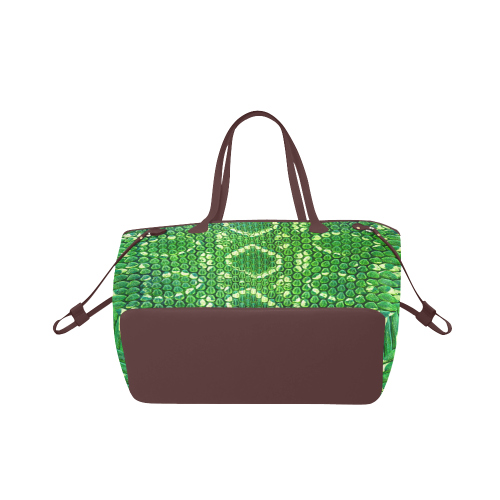 SNAKE LEATHER 5 GREEN Clover Canvas Tote Bag (Model 1661)