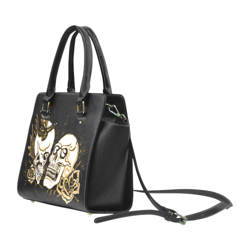 Eternal Love Black And Gold Black Classic Shoulder Handbag (Model 1653)